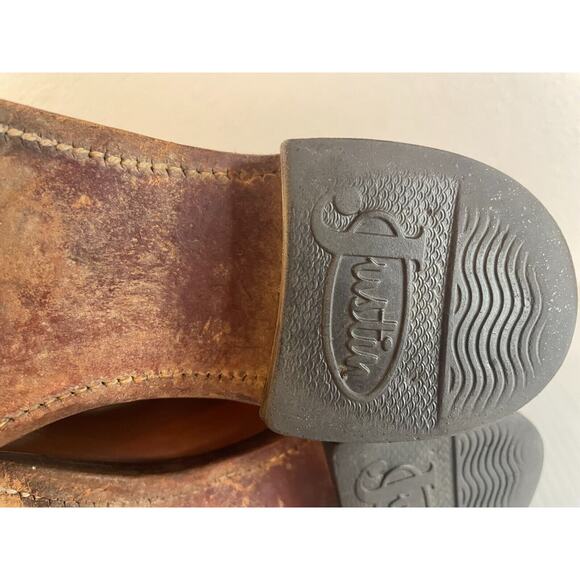 Justin Classic Brown Roper Style 3802 Cowboy Boots Men's Size 6A - Picture 14 of 15
